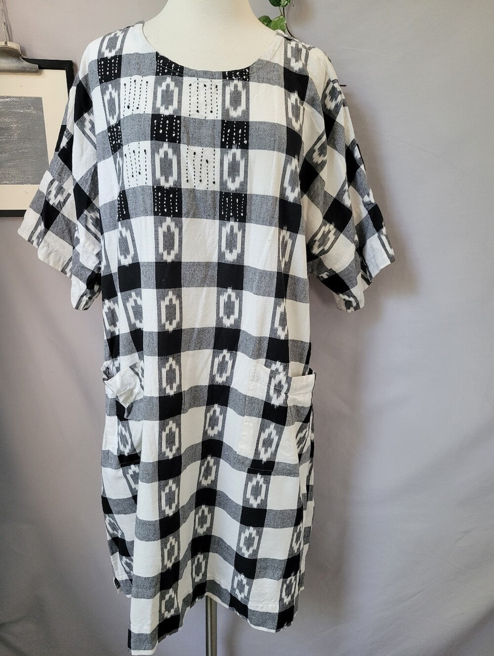 Marketplace Handwork of India Cotton Print Tunic Dress Top 2W 22-24